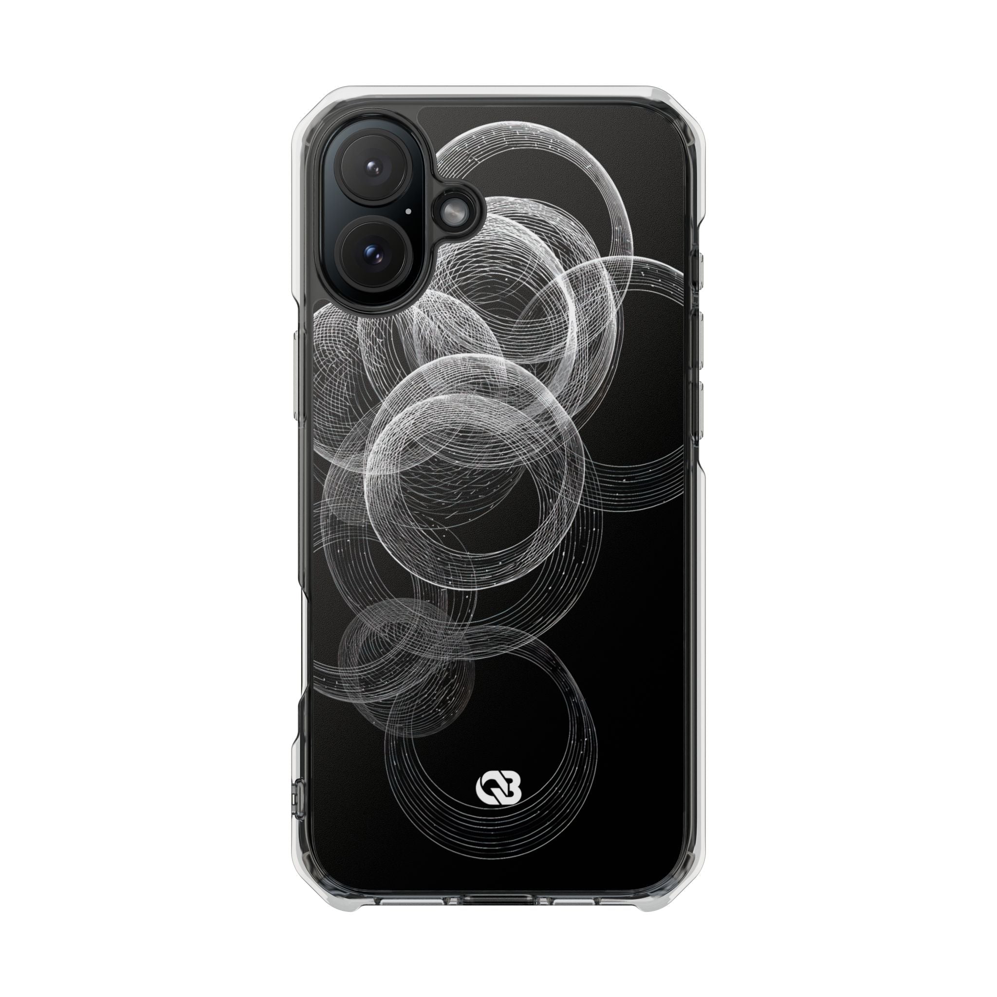 Black Impact MagSafe Phone Case for iPhone - Kinetic Wireframe Orbit