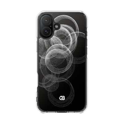 Black Impact MagSafe Phone Case for iPhone - Kinetic Wireframe Orbit