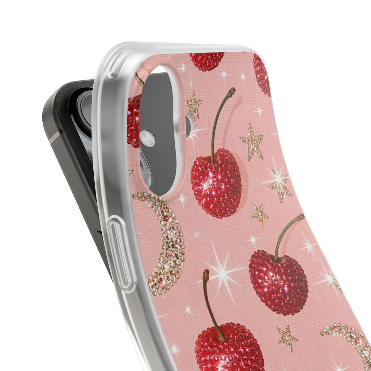 Bedazzled Ruby Cherries · Lite Phone Case for iPhone ·  Pink
