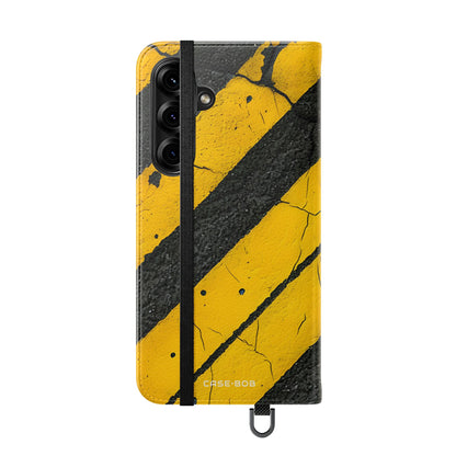 Yellow Stripes Distress - Samsung S25+ Case - Wallet