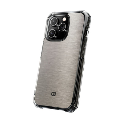 Grey Impact MagSafe Phone Case for iPhone - Brushed Nickel Linen