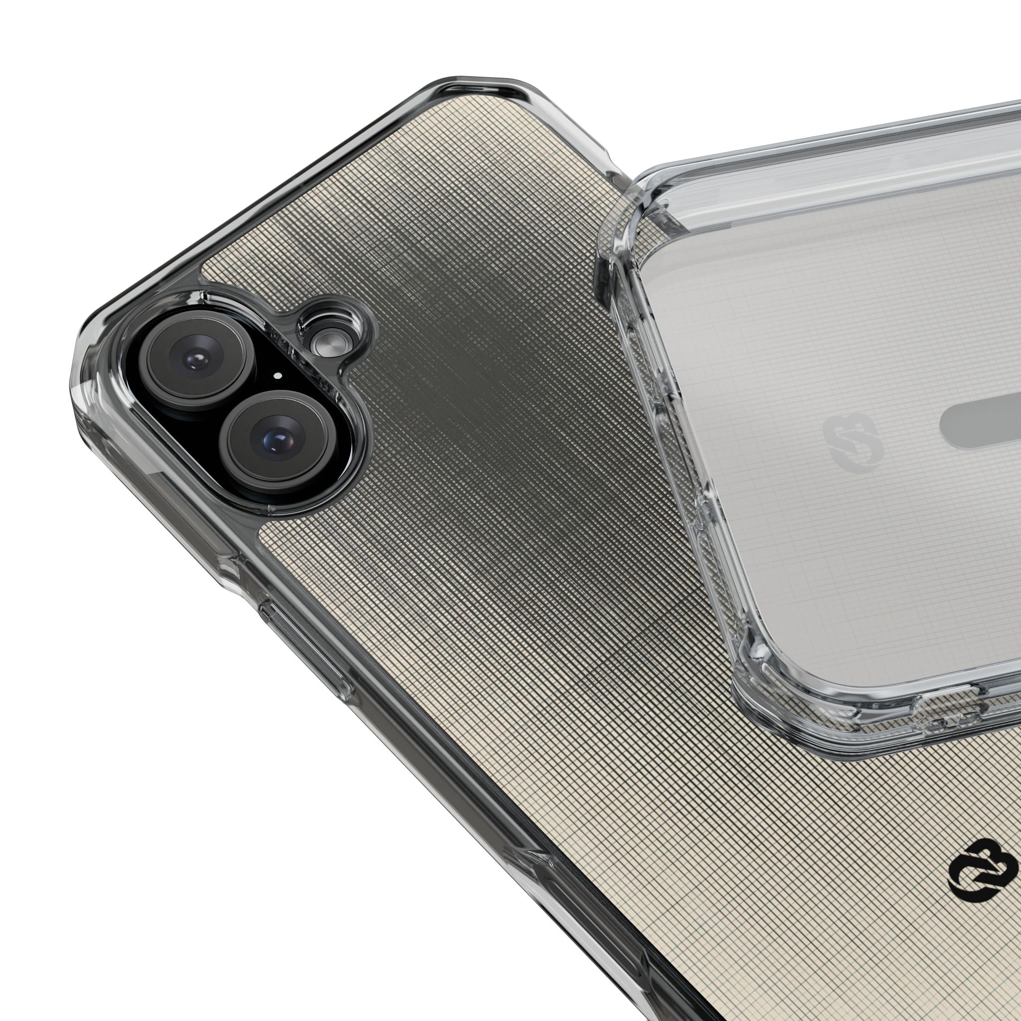 Beige Impact MagSafe Phone Case for iPhone - Carbon Screen Grid