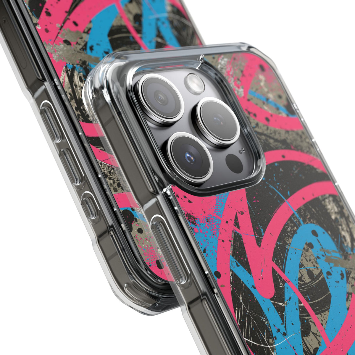 Cyber Splatter Flow · Clear Impact Magnetic Phone Case for iPhone · Pink