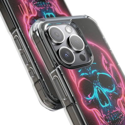 Neon Drip Skull · Clear Impact Magnetic Phone Case for iPhone · Black