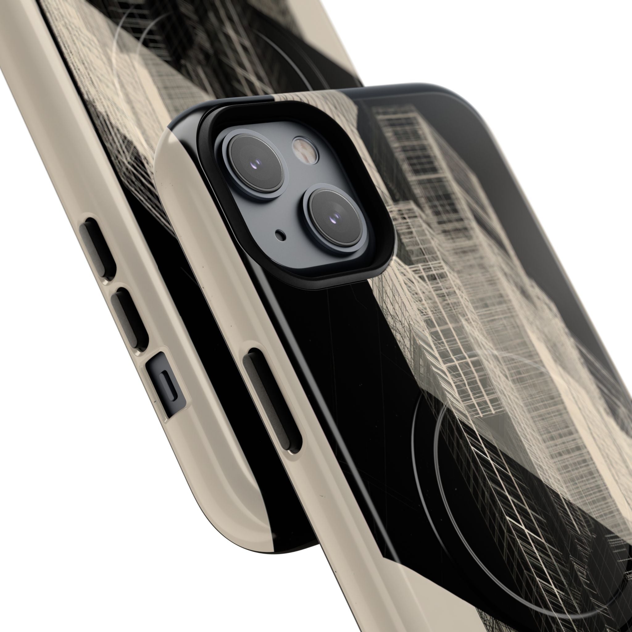 Beige Tough 2.0 Magsafe Phone Case for iPhone - Monolith Urban Grid