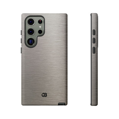 Grey Tough Phone Case for Samsung - Brushed Nickel Linen