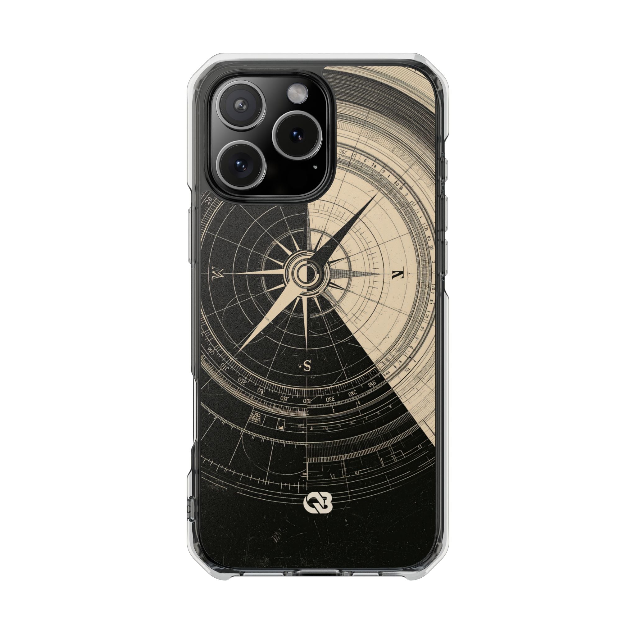 Beige Impact MagSafe Phone Case for iPhone - Obsidian Nautical Blueprint