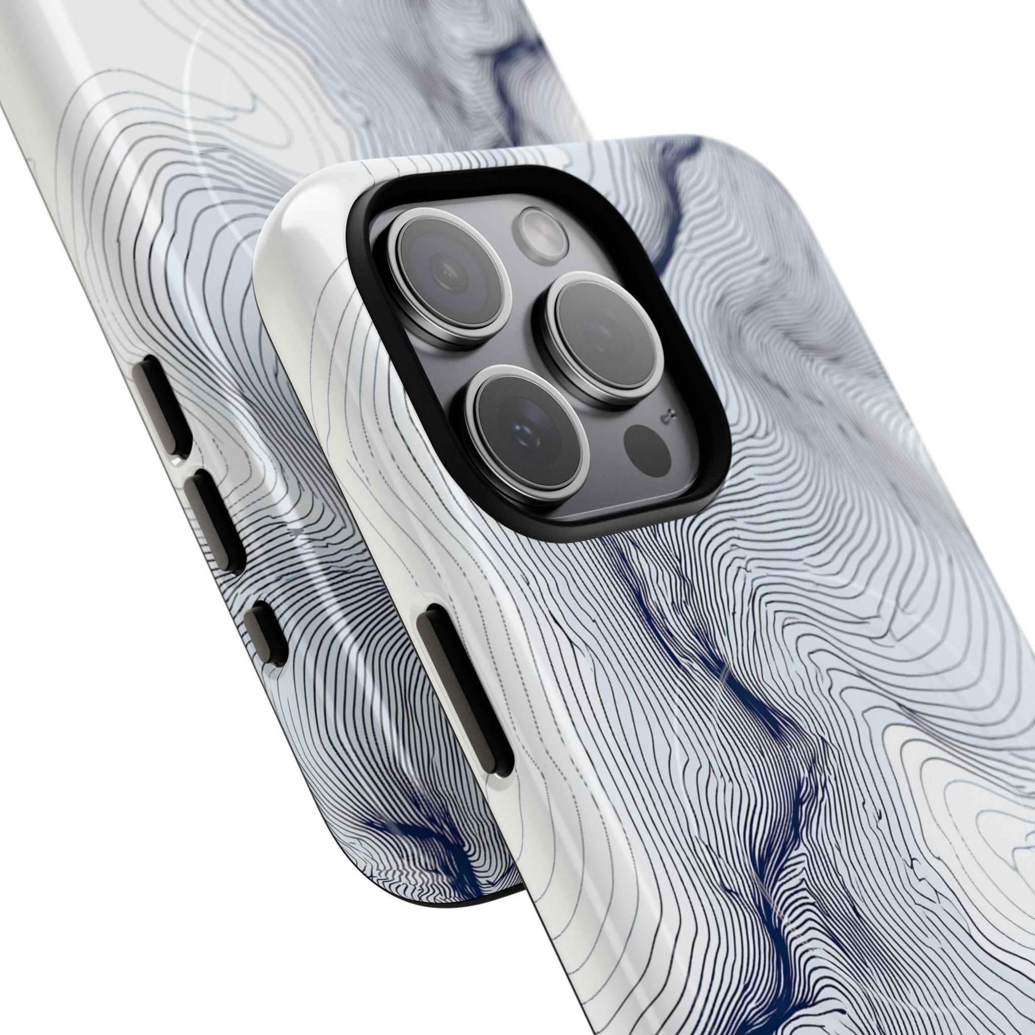 White Tough 2.0 Magsafe Phone Case for iPhone - Nordic Ridge Topo