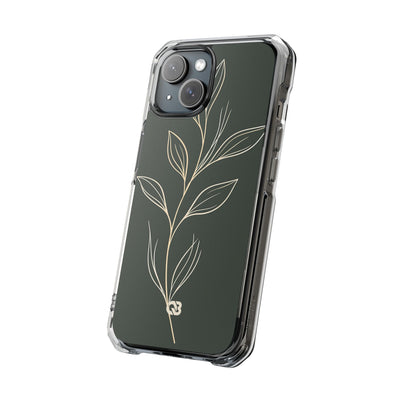 Minimal Botanical Stem · Clear Impact Magnetic Phone Case for iPhone ·  Green