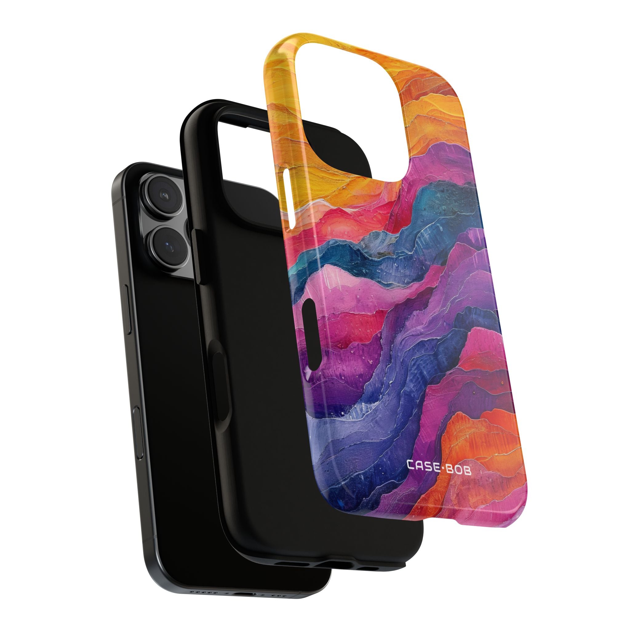 Layered Waves Orange iPhone 16 Pro Case - Tough