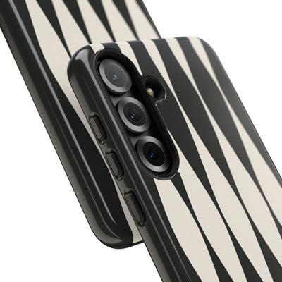 Black Tough Phone Case for Samsung - Ivory Spindle Grid