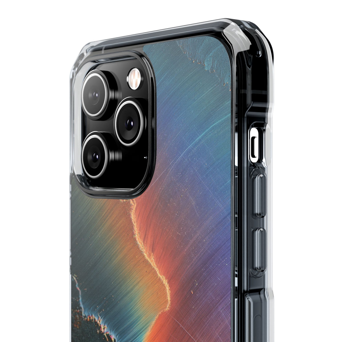 Prismatic Aura Shift · Clear Impact Magnetic Phone Case for iPhone · Blue