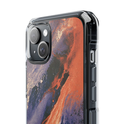 Solar Aura Drift · Clear Impact Magnetic Phone Case for iPhone · Orange