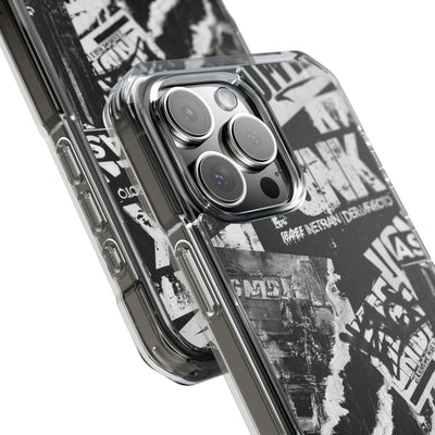 Underground Punk Collage · Clear Impact Magnetic Phone Case for iPhone · Black