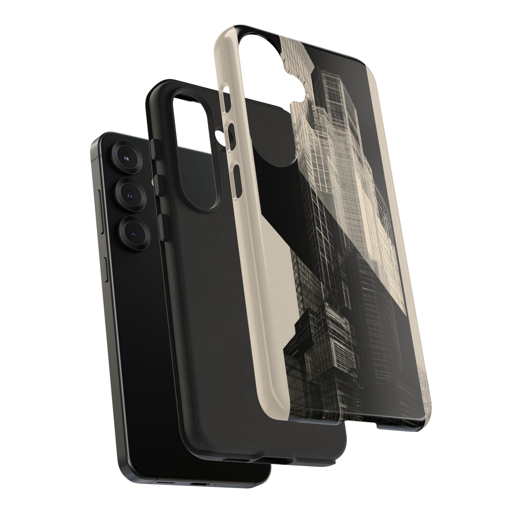 Beige Tough Phone Case for Samsung - Monolith Urban Grid