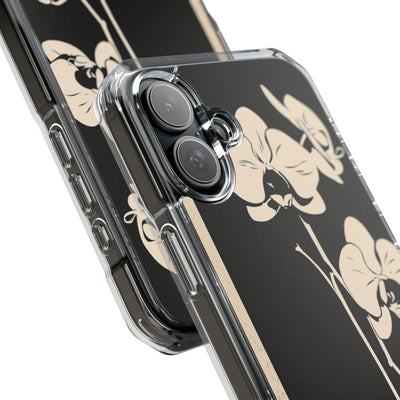Black Impact MagSafe Phone Case for iPhone - Obsidian Bone Orchid