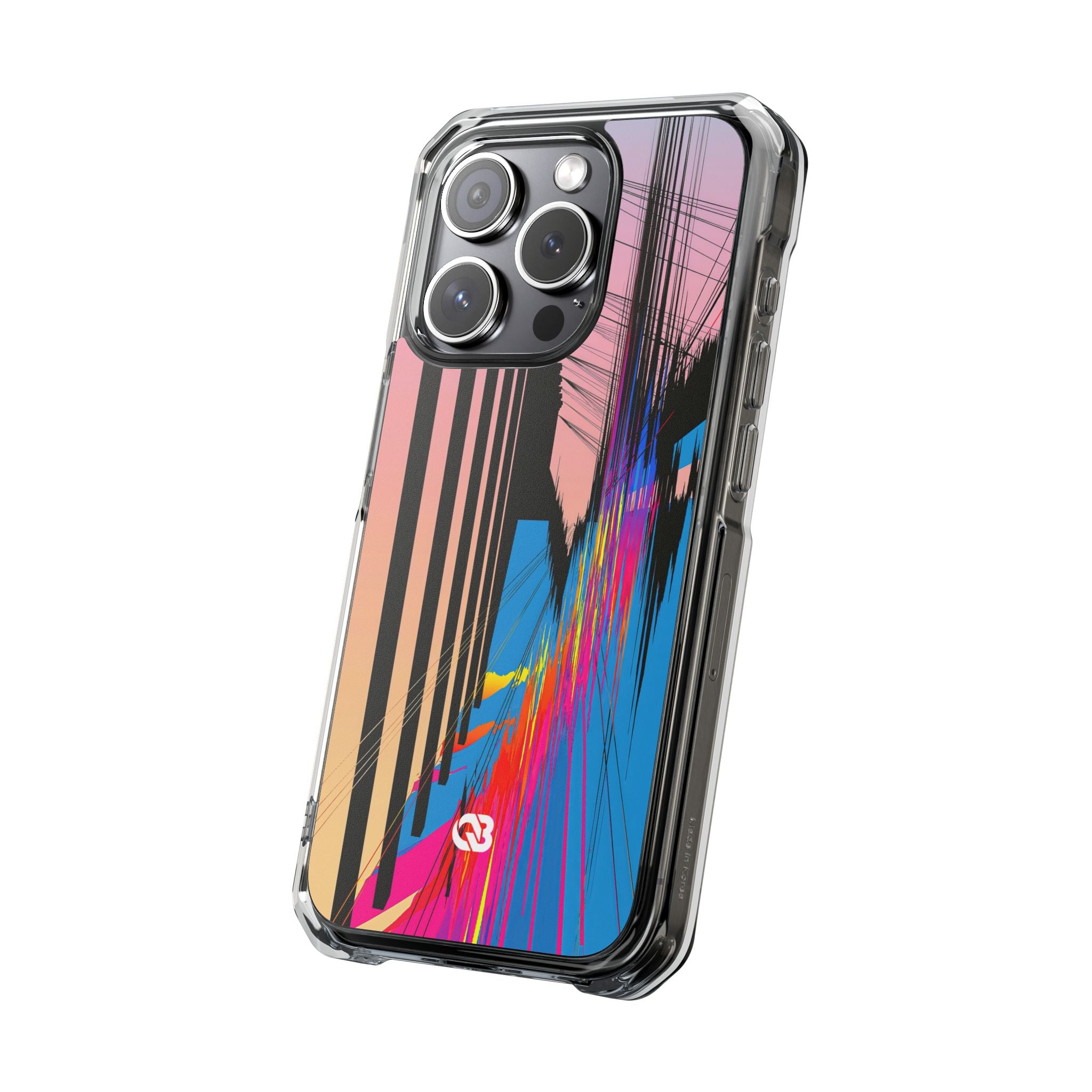 Blue Impact MagSafe Phone Case for iPhone - Fractured Data Skyline