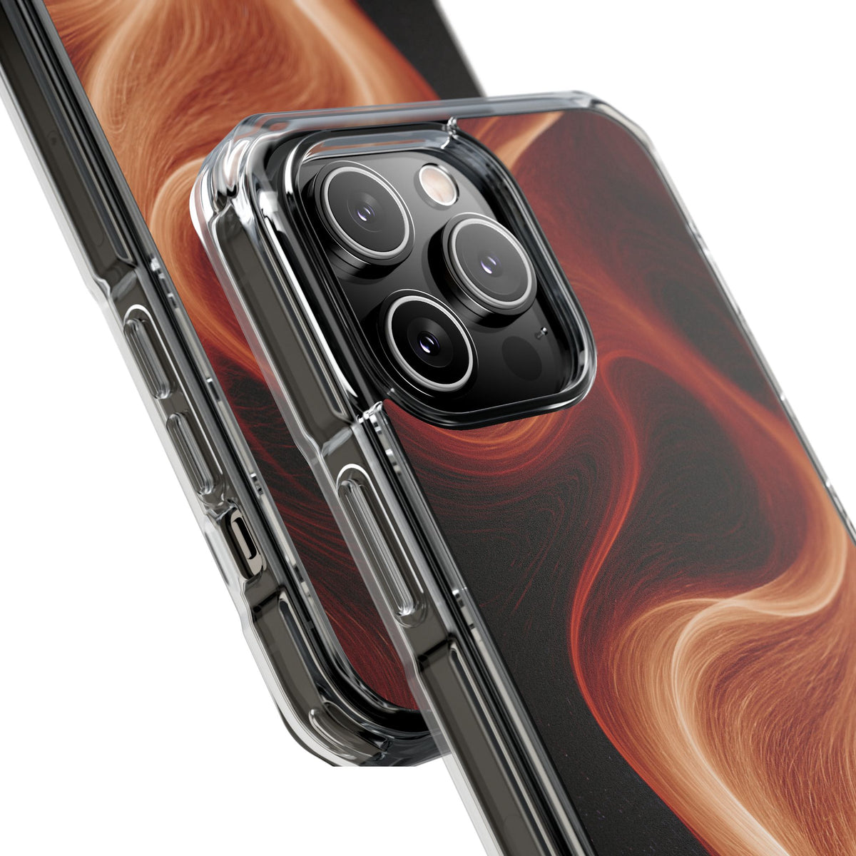 Solar Ember Flow · Clear Impact Magnetic Phone Case for iPhone · Orange