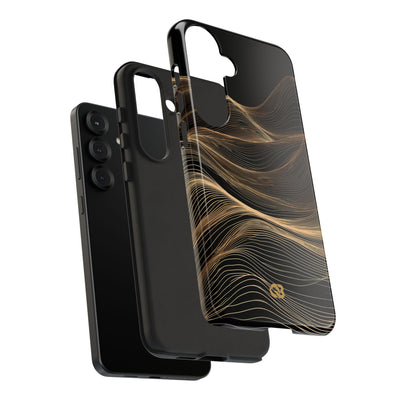 Black Tough Phone Case for Samsung - Copper Topo Ridge