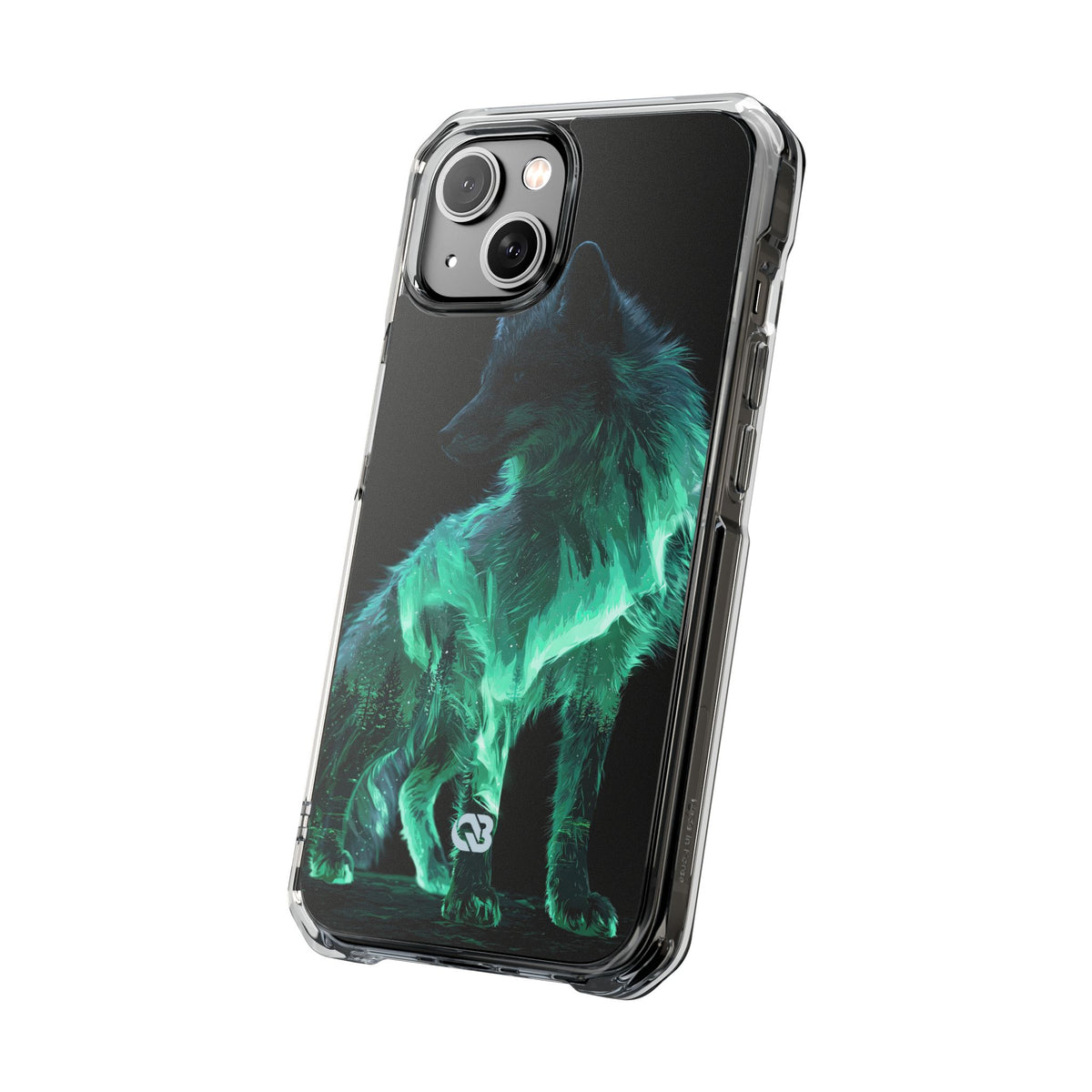Nordic Aurora Fox · Clear Impact Magnetic Phone Case for iPhone · Teal