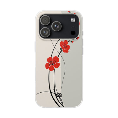 Beige Lite Phone Case for iPhone - Scarlet Ink Petals