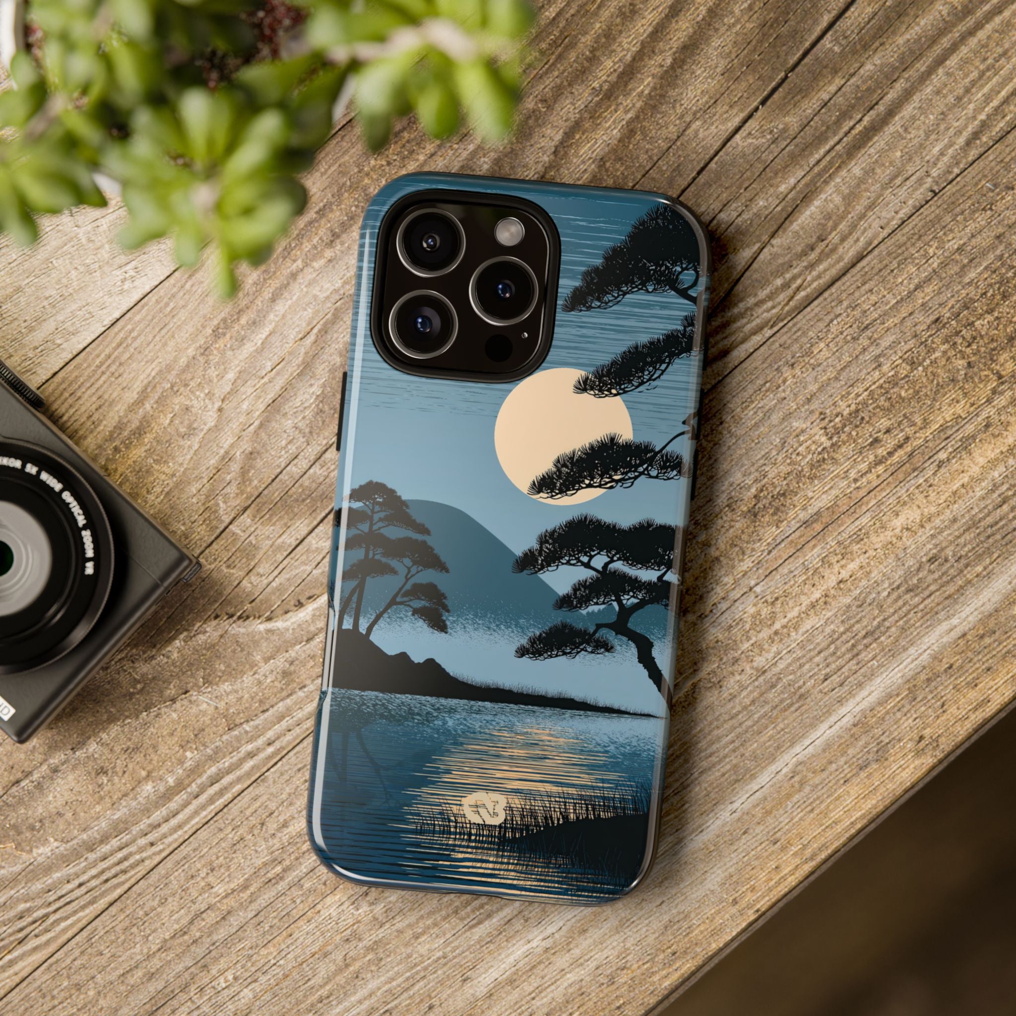 Blue Tough Phone Case for iPhone - Midnight Kyoto Pine