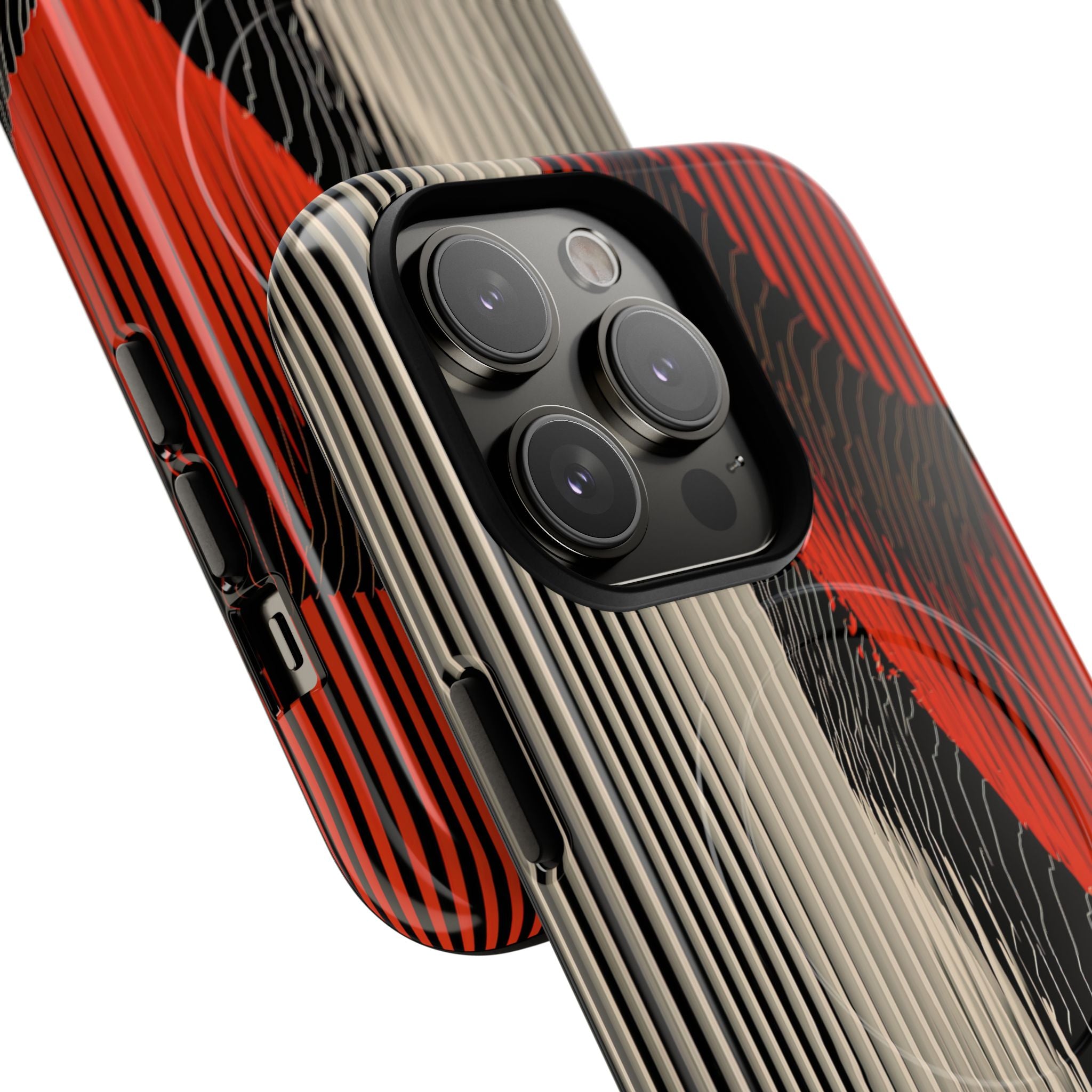 Red Tough 2.0 Magsafe Phone Case for iPhone - Crimson Pulse Topo