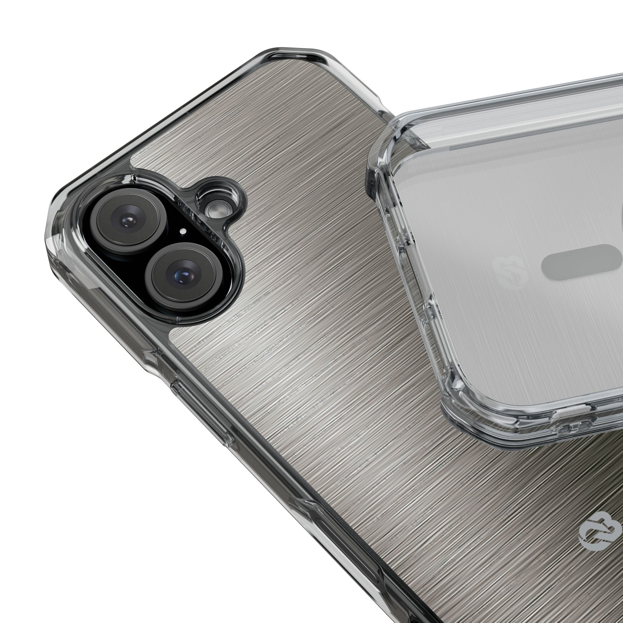 Grey Impact MagSafe Phone Case for iPhone - Brushed Industrial Steel