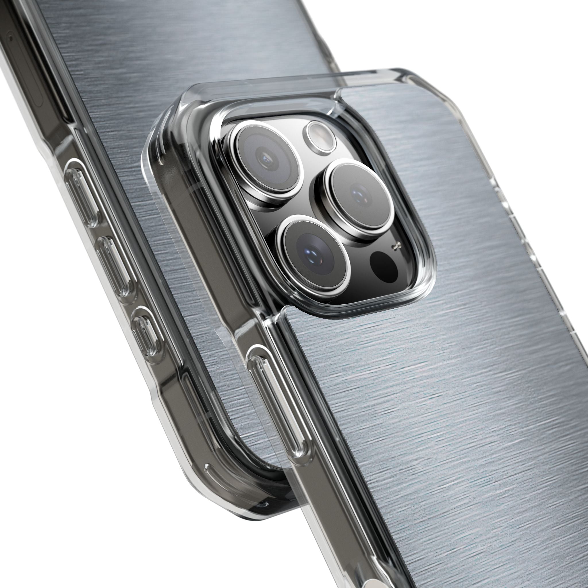 Silver Impact MagSafe Phone Case for iPhone - Satin Chrome Grain