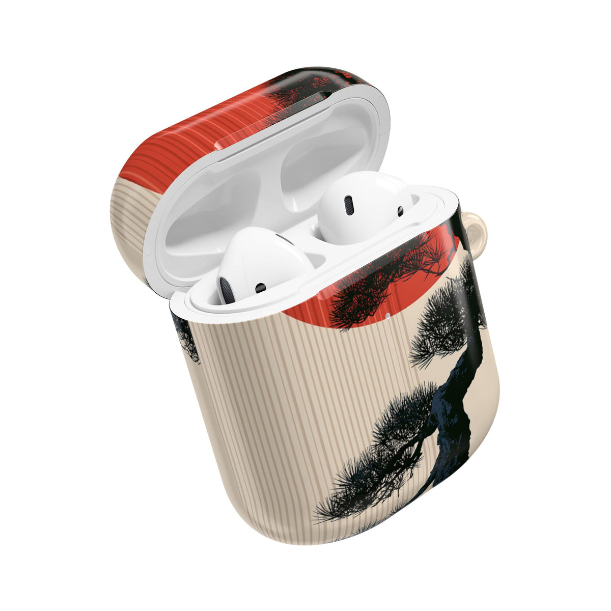 Crimson Sun Bonsai · Hard Case for AirPods & AirPods Pro · Beige