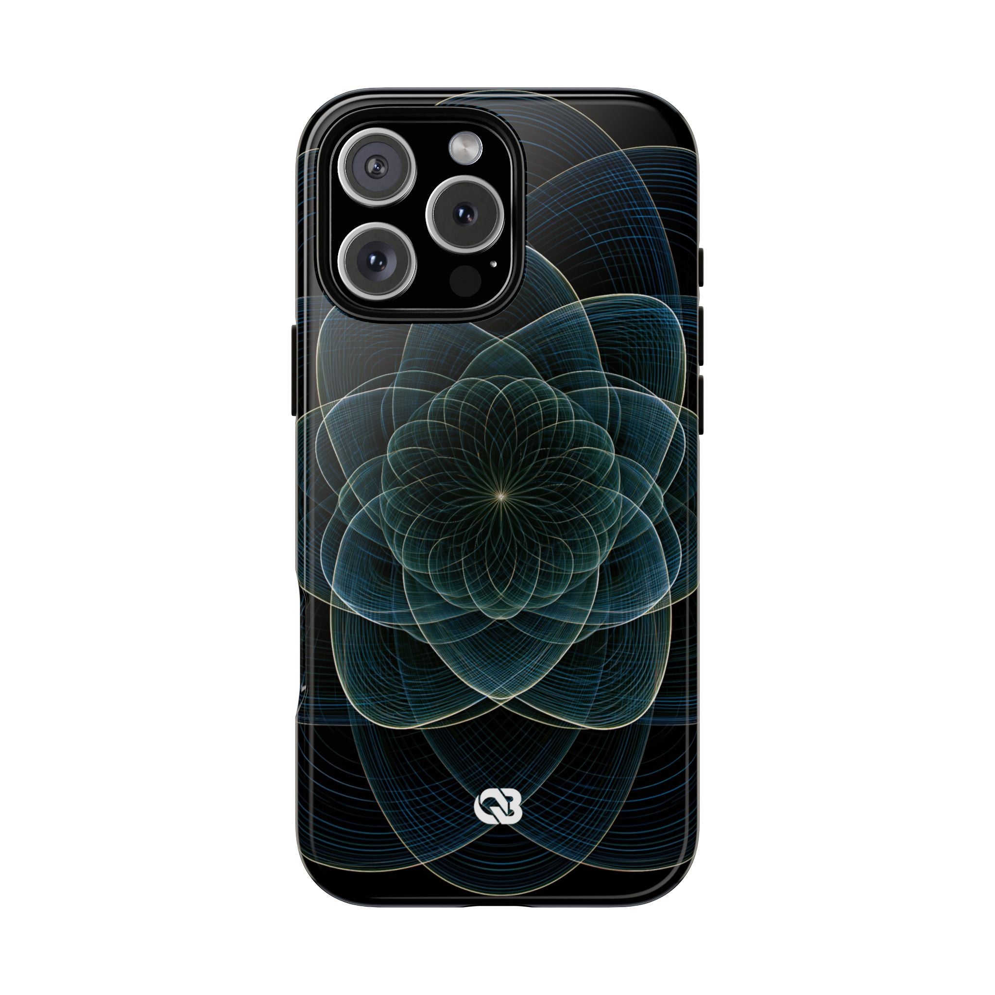 Blue Tough Phone Case for iPhone - Celestial Wireframe Bloom