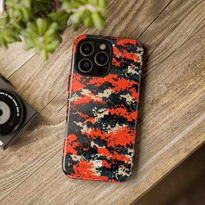 Signal Pixel Camo · Tough Phone Case for iPhone · Orange