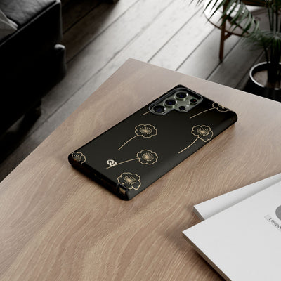 Black Tough Phone Case for Samsung - Obsidian Sand Petals