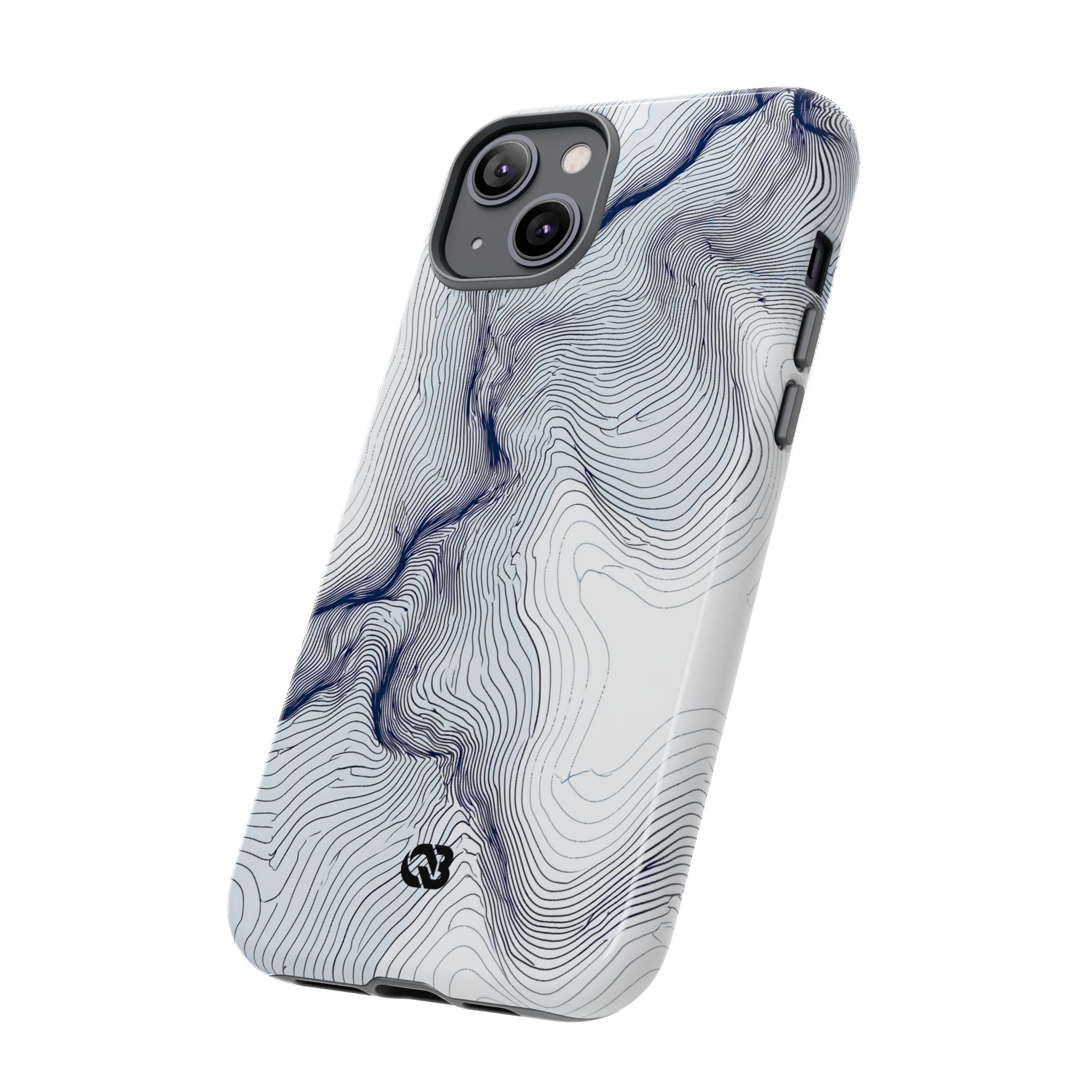 White Tough Phone Case for iPhone - Nordic Ridge Topo