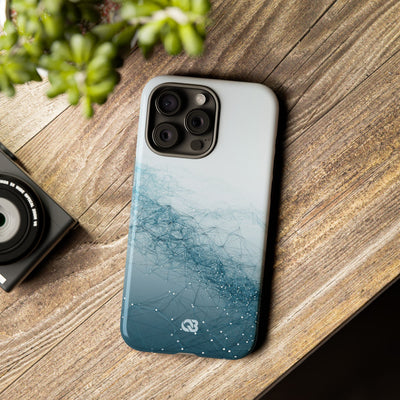 Teal Tough Phone Case for iPhone - Cyan Vector Lattice