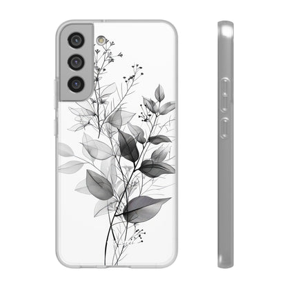 Veined Leaves Gray Samsung S22 Plus Case - Soft