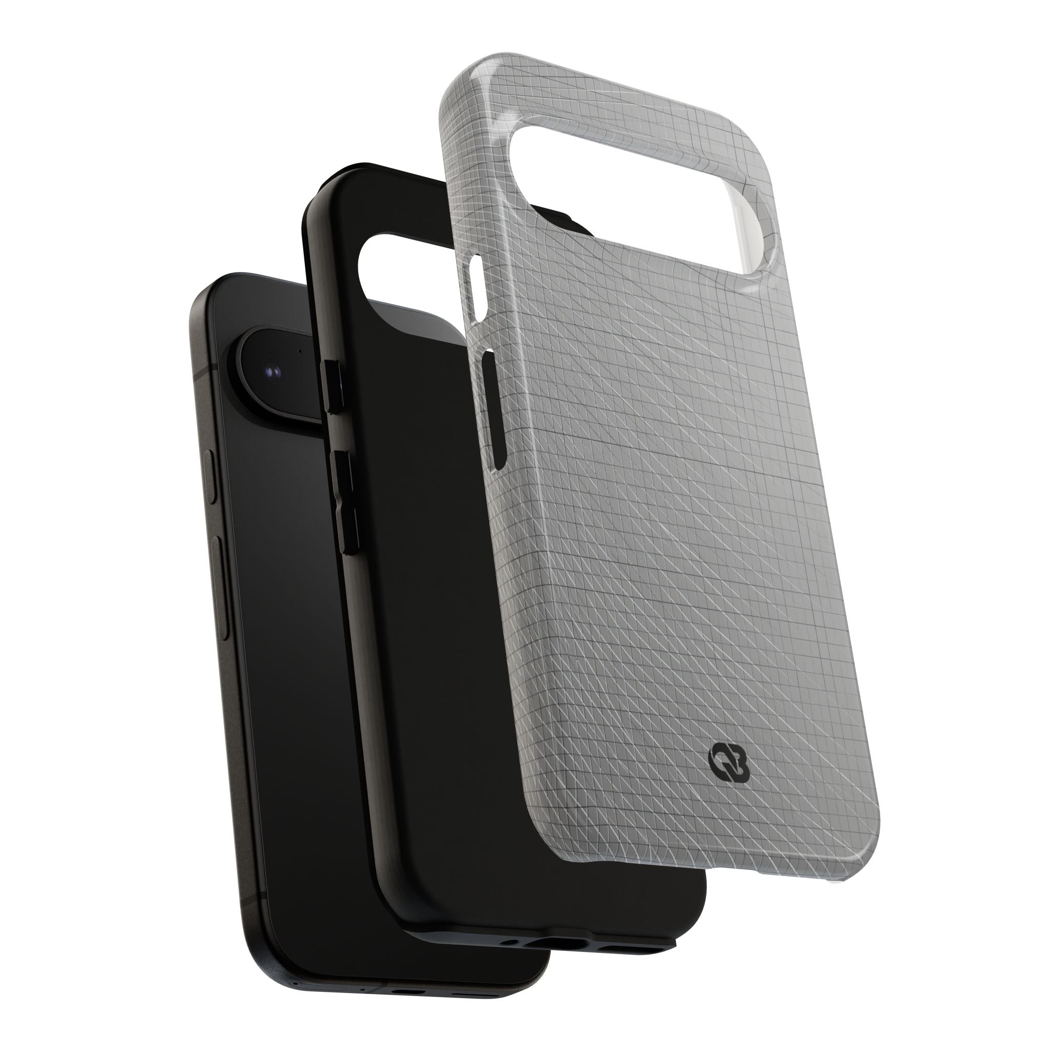 Grey Tough Phone Case for Google Pixel - Chrome Mesh Warp