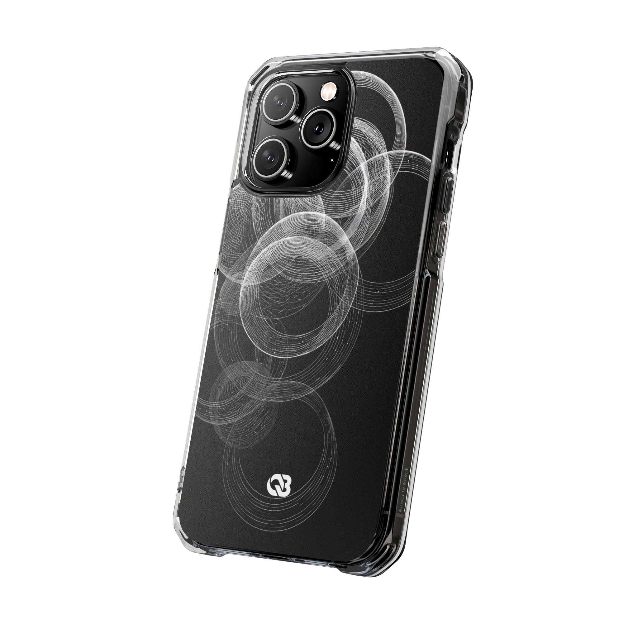 Black Impact MagSafe Phone Case for iPhone - Kinetic Wireframe Orbit