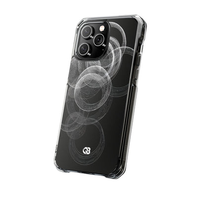 Black Impact MagSafe Phone Case for iPhone - Kinetic Wireframe Orbit