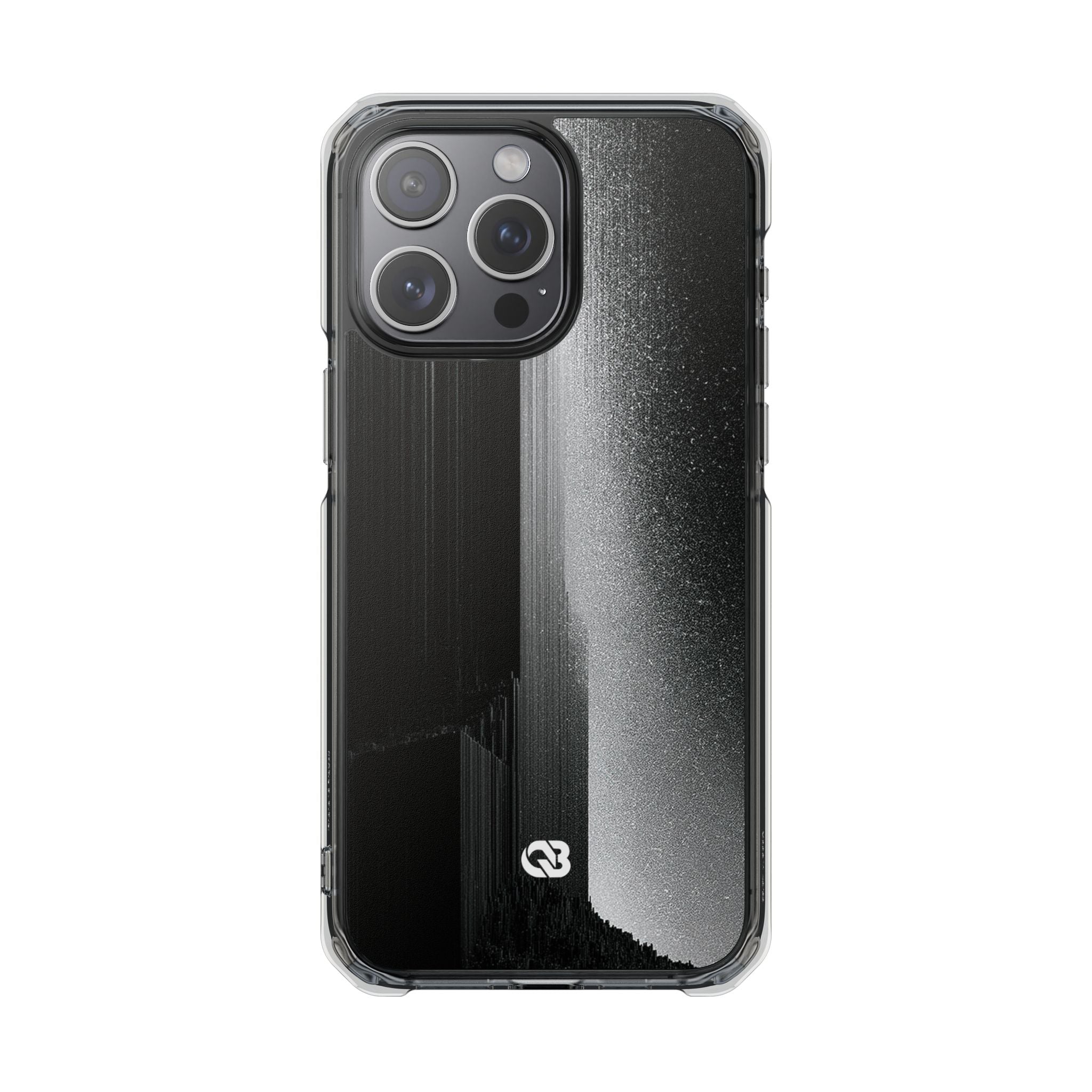Black Impact MagSafe Phone Case for iPhone - Brutalist Pixel Monolith