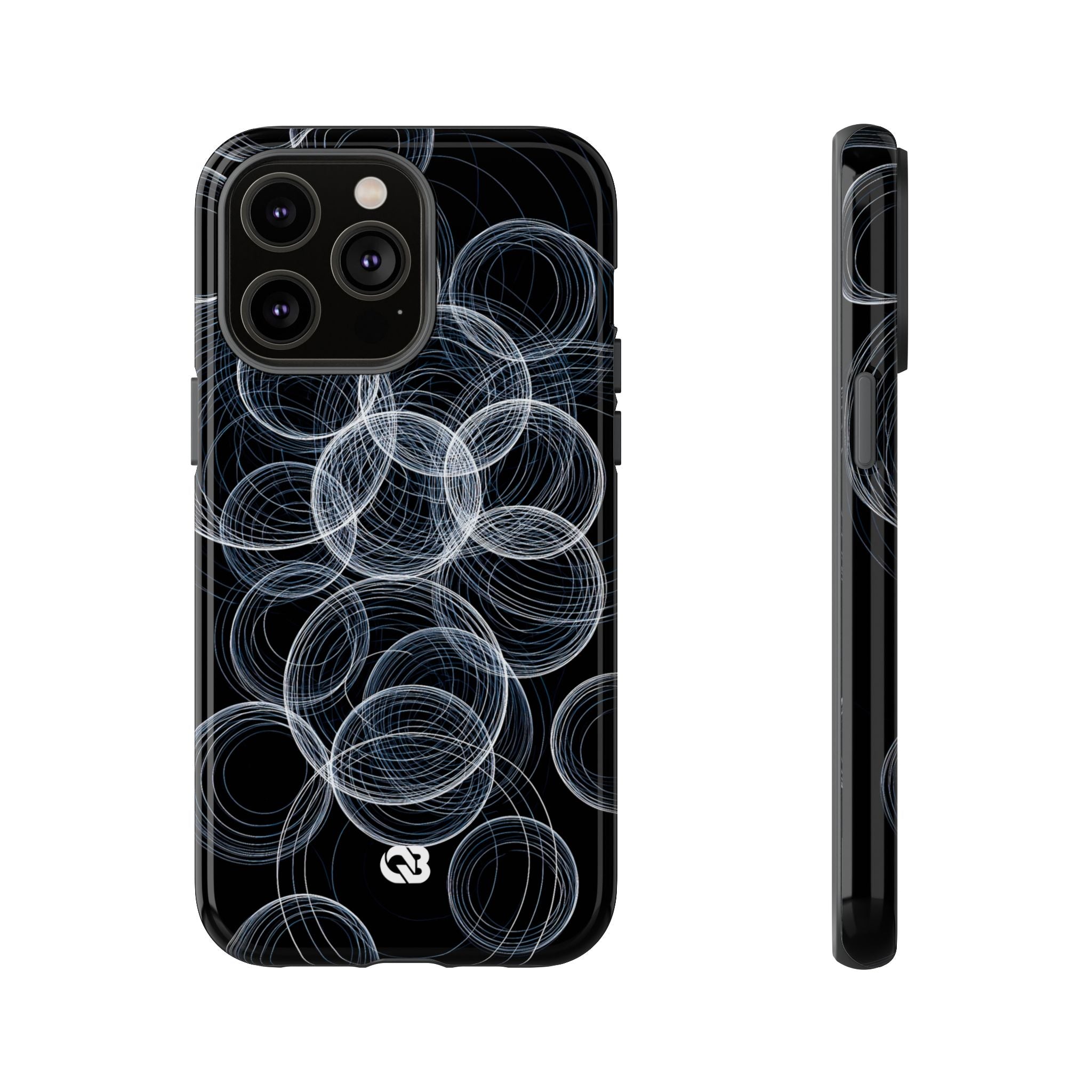 Black Tough Phone Case for iPhone - Frosted Ring Matrix