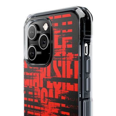 Crimson Redaction · Clear Impact Magnetic Phone Case for iPhone ·  Black