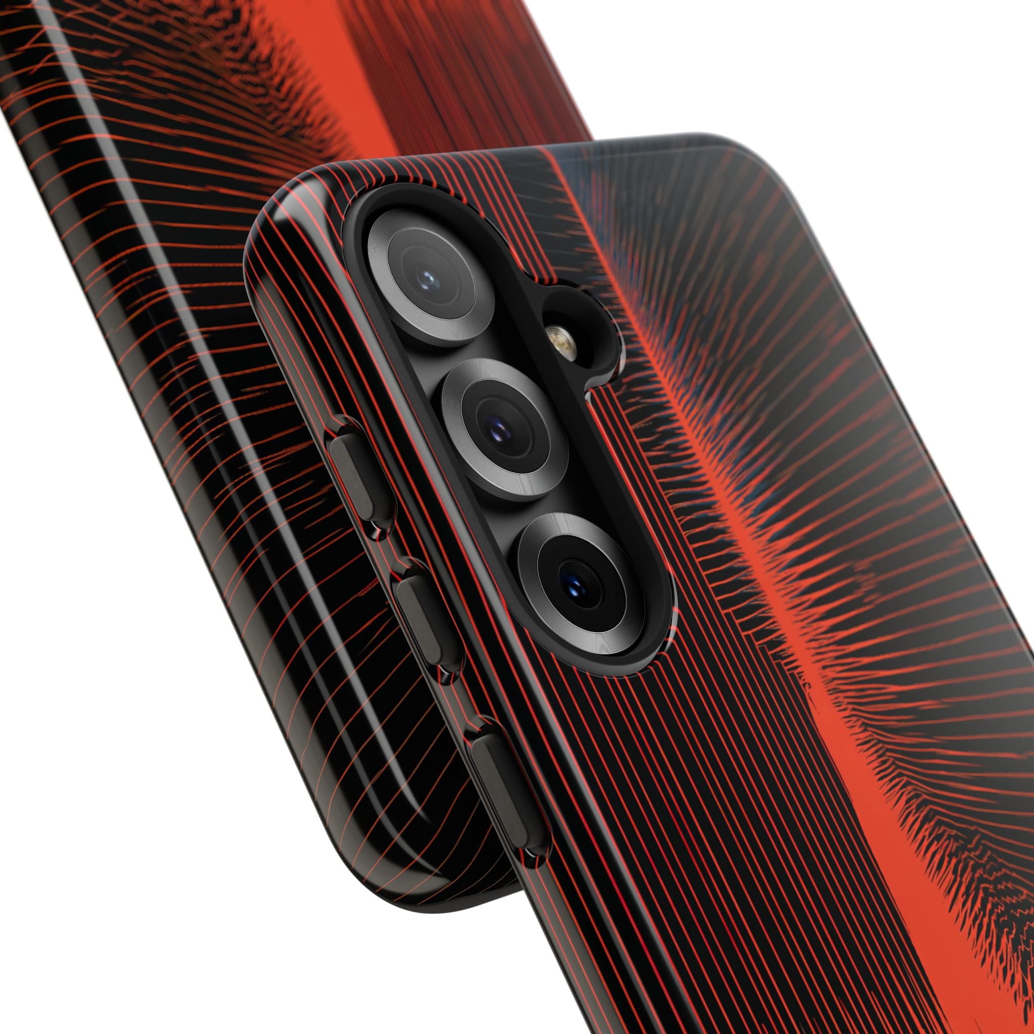Red Tough Phone Case for Samsung - Crimson Frequency Pulse