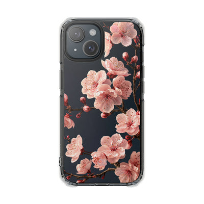 Midnight Sakura Bloom · Clear Impact Magnetic Phone Case for iPhone · Pink