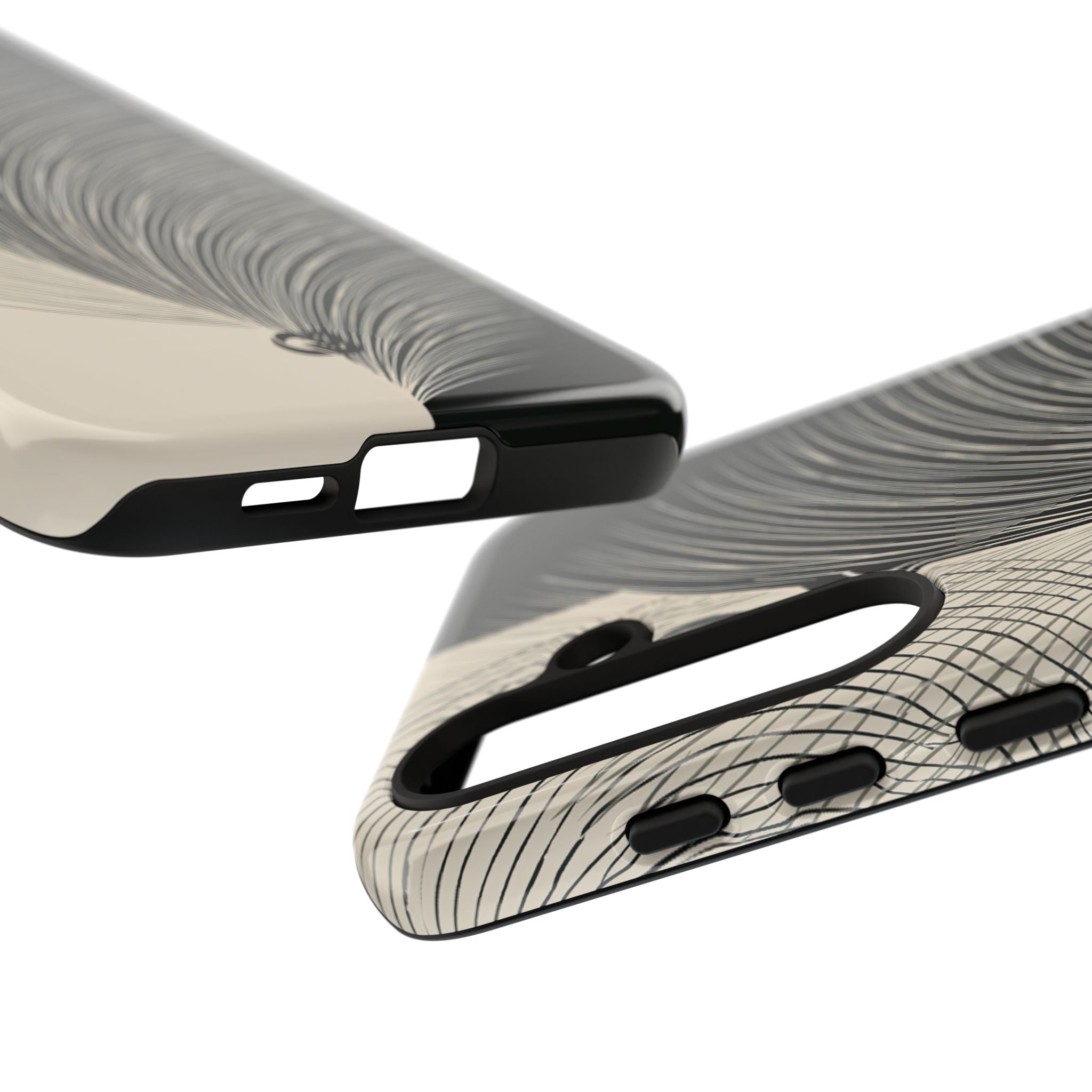 Beige Tough Phone Case for Samsung - Obsidian Cream Plume