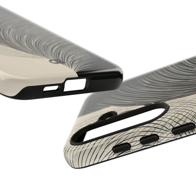 Beige Tough Phone Case for Samsung - Obsidian Cream Plume