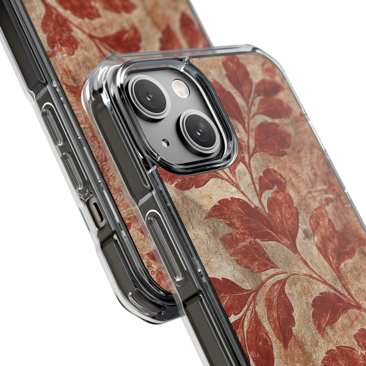 Terracotta Botanical Fresco · Clear Impact Magnetic Phone Case for iPhone · Red