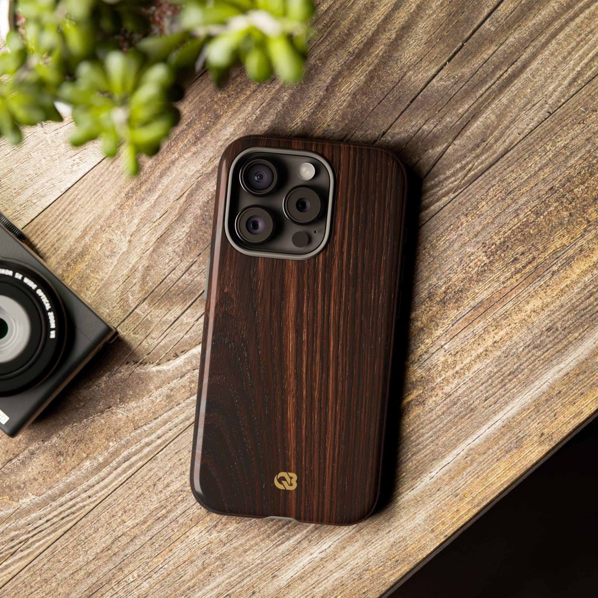 Brown Tough Phone Case for iPhone - Burnished Mahogany Grain