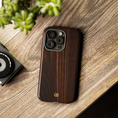 Brown Tough Phone Case for iPhone - Burnished Mahogany Grain