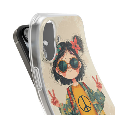 Retro Peace Girl · Soft Phone Case for iPhone